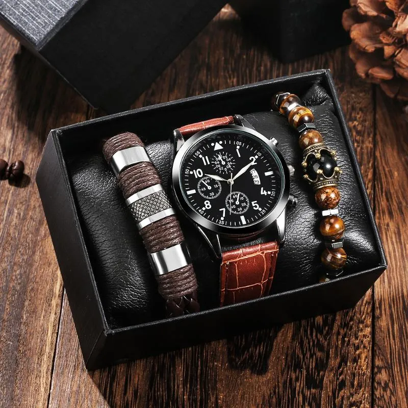 Orologi da polso guardano uomini idee regalo da ragazzo da polso da uomo d'affari in pelle maschile