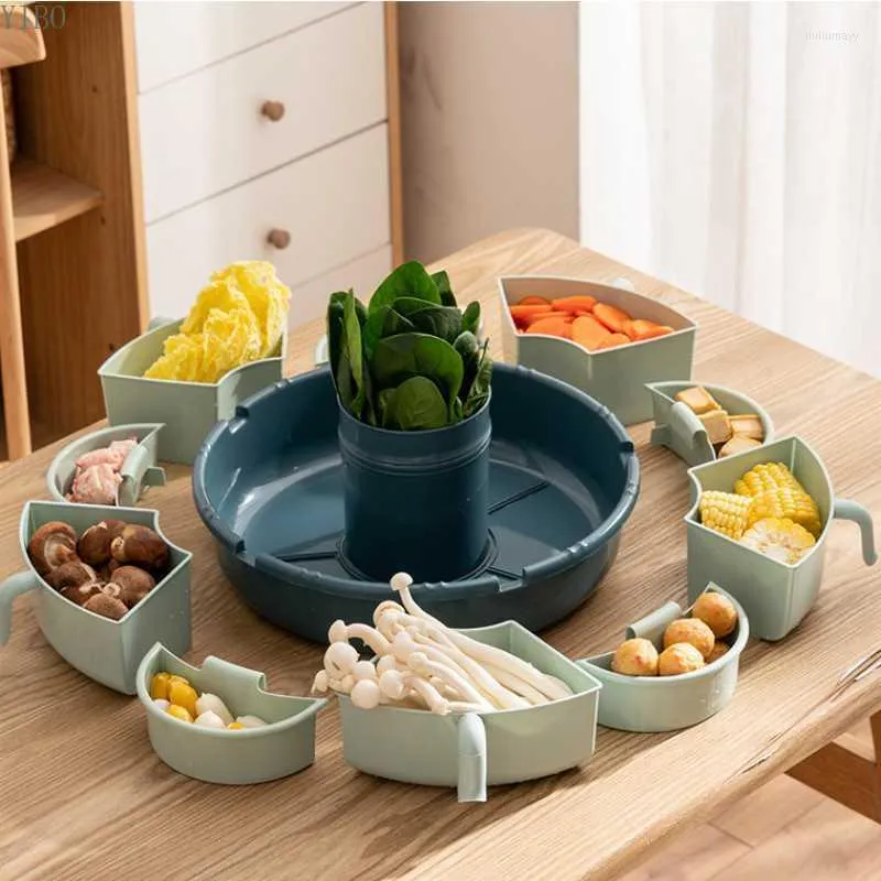 Tallrikar hemvaror nordisk roterbar potten grönsak förvaringslåda dubbel nät tvättbassäng dränering korg ingredienser fruktbricka