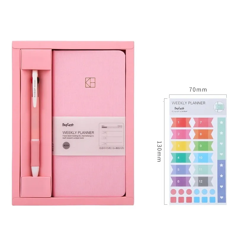 Notepads Pure Color Pocket Weekly Planner Notebook Set 88 Sheets 191*98cm DIY Plan Book Gift 230130