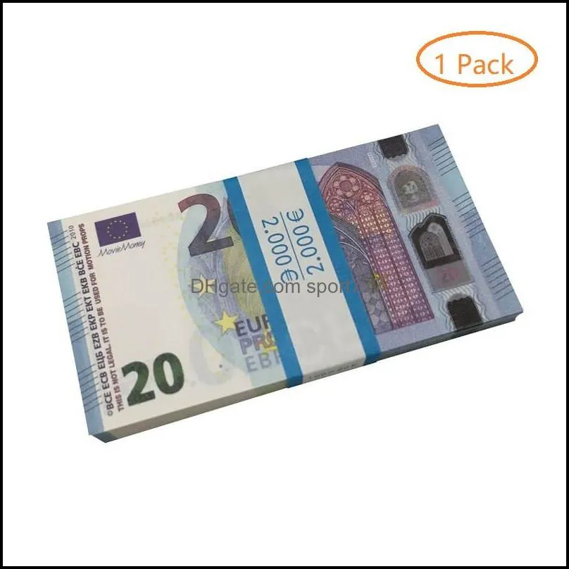 Jeux de fête Artisanat Papier Imprimé Argent Jouets Usa 1 5 10 20 50 100 Dollar Euro Film Prop Billet De Banque Pour Enfants Cadeaux De Noël Ou Vidéo DhgjtWFJ7