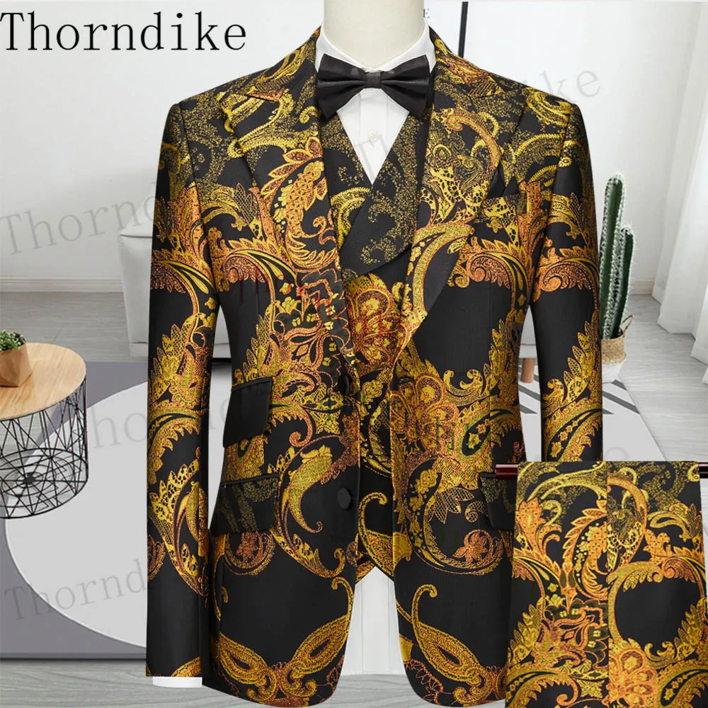 Męskie garnitury Blazers Thorndike na krawiectwo Tuxedo 3 sztuki Blazer Wedding Party Piger Groom Costume Homme Najnowszy projekt Projekt Men Suits 230130