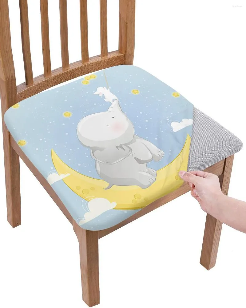 Fundas para sillas y elefante atrapando las estrellas, funda de asiento elástica para fundas, Protector de comedor elástico