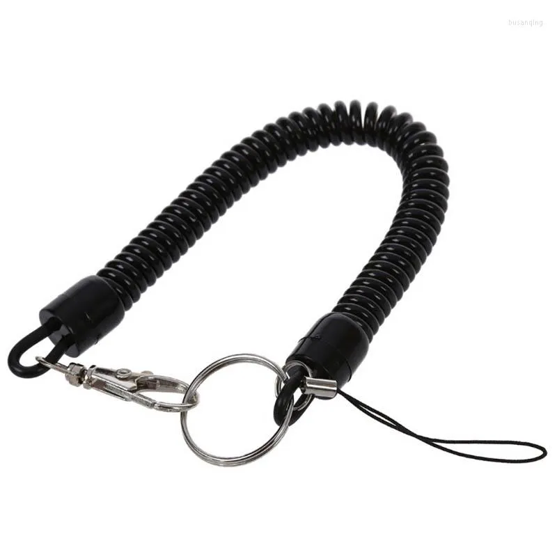 Keychains Lobster Clasp Hook veer stretchy spiraal sleutelhang sleutelhanger riem touw koord swivel clips sleutelhaken zwarte groothandel