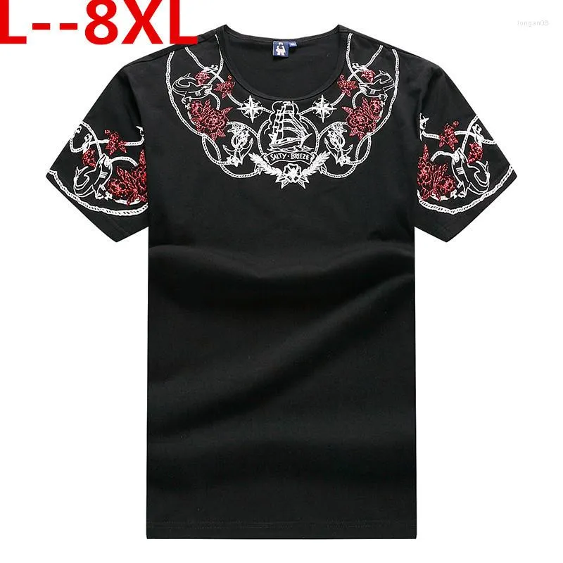 Camisetas masculinas mais 8xl 7xl 6xl Cotton Casual Manga curta Lua theam Men camisa o-gola malha