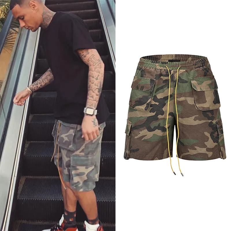 Männer Shorts Vintage Camouflage Cargo Herren Dreidimensionale Schneiderei Tasche Armee Hip Hop Streetwear Allmatch Casual 230130