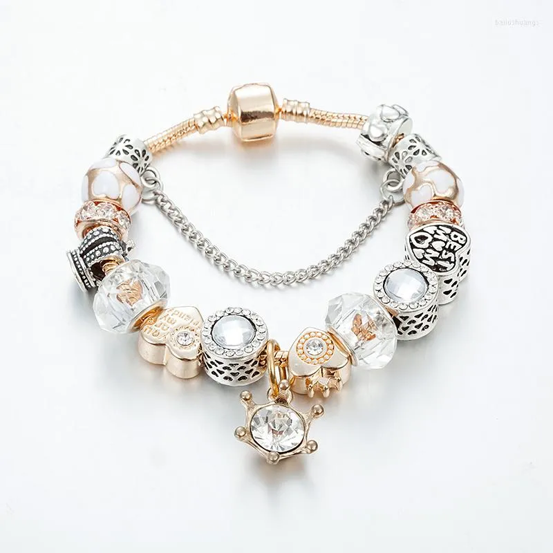 Urok bransoletki Annapaer pulseras mujer luksusowy europejski koronny bransoletki DIY Prezent dla kobiet B16128