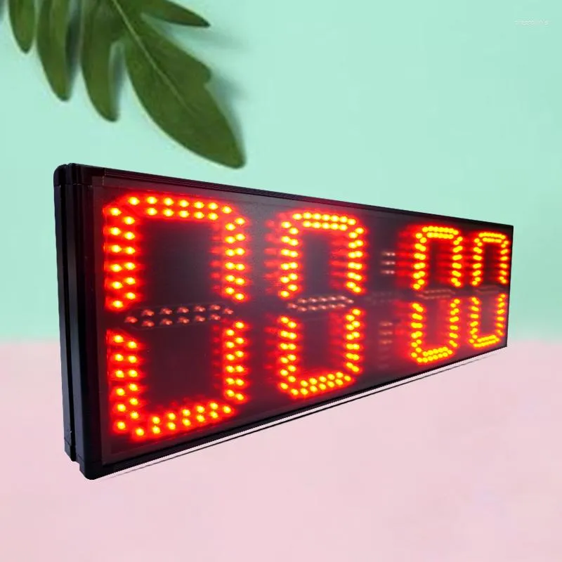 Wall Clocks LED Display Clock Mounted Remote Control Red Half Indoor 8-inch 4-digit Large Digital Positive Countdown Programmable