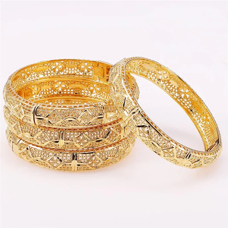 Bangle Luxury Gold Color Ethiopian Bangles Bangles for Women Dubai Ramadan Open Bracelet Bracelet Bracelet Wedding Jewelry Pulseras Mujer