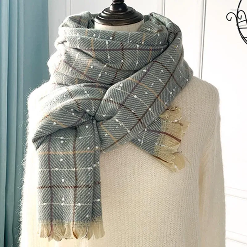 Scarves Cashmere Scarf Female Winter 2023 Warm All-match Plaid Large Shawl Neutral