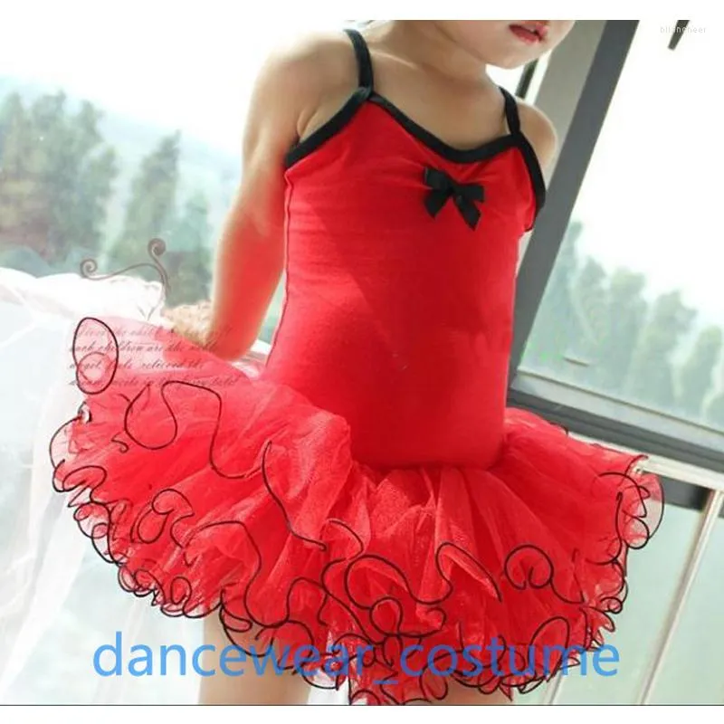 Scene Wear Cotton Princess Ballet Tutu kjolar Girls Red Dance Skate Gymnastics Leotard Bodysuit Dress kjol Storlek 3-8