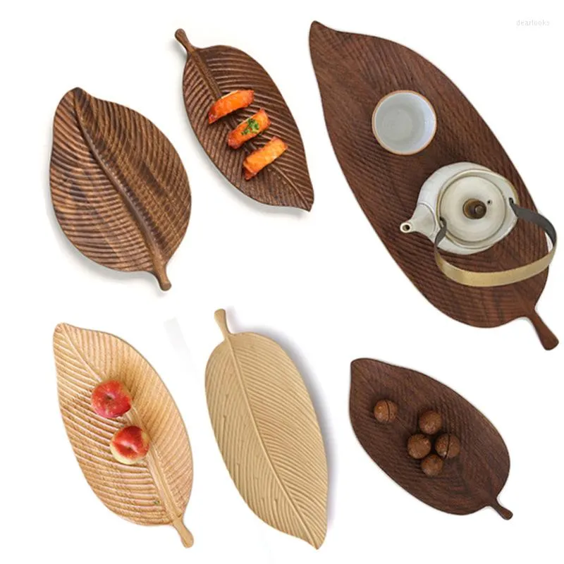 Plates Solid Wood Leaf Dinner Snack Fruit Dry Plate High-Quality Handmade Sushi Tea Tray Dessert Tableware