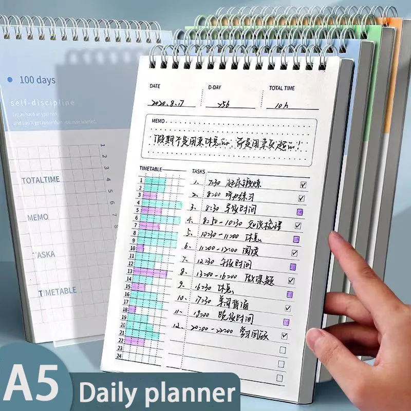 Notepads Doelen Notebooks A5 en Journals Spiral Agenda 2023 Tijdschema Dagboek Tracker Doelstelling Droomplanner PP Schema Boek 230130