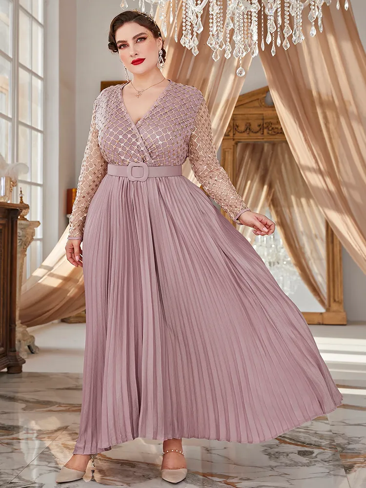 Artı boyutu elbiseler toleen kadın boyutu maxi lüks tasarımcı şık şık büyük uzun kollu akşam partisi balo düğün elbise 230130
