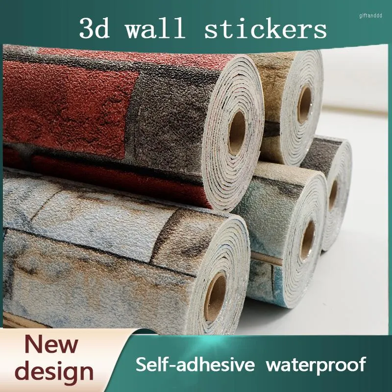 Wallpapers European Style 3D Wallpaper Self-Adhesive Wall Sticker Roll Waterproof Bedroom Kitchen Living Room TV Background Decor