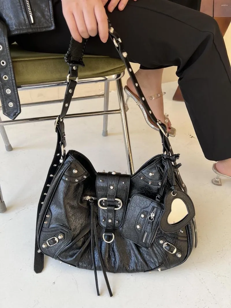 Y2K Brand 2023 Black Gothic Rivet Punk Clutch Bag High Y2K Brand 2023 Black Gothic Rivet Punk Clutch Bag High