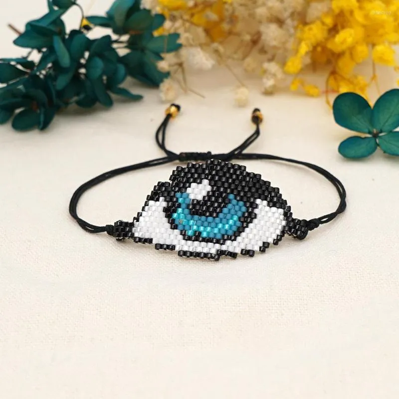 Link armbanden mode persoonlijkheid etnische stijl Turkse duivel oogblauwe ogen kralen miyuki rijst kralen armband vrouw