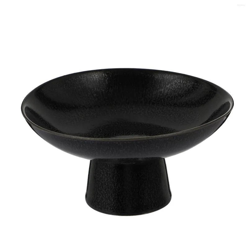 Plates Bowl Ceramic Stand Fruit Plate Tray Cake Servering Dessert Display Footed Holder Black för dekorativt förvaringssnack