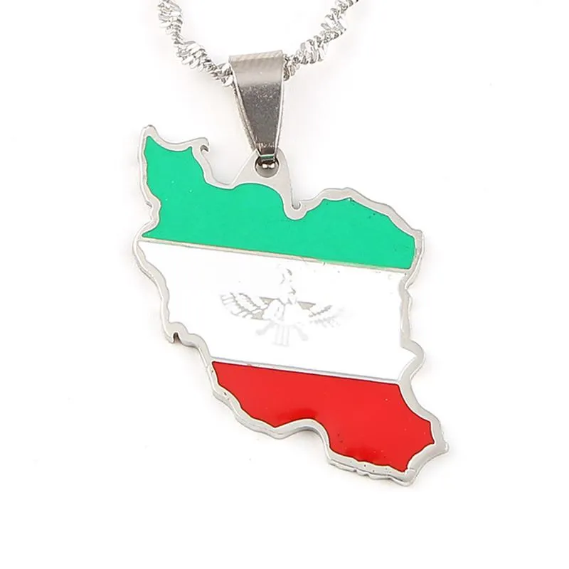 Kedjor rostfritt stål emalj Sydsudan karta hänge halsband flagga av sudanesiska kedje smycken