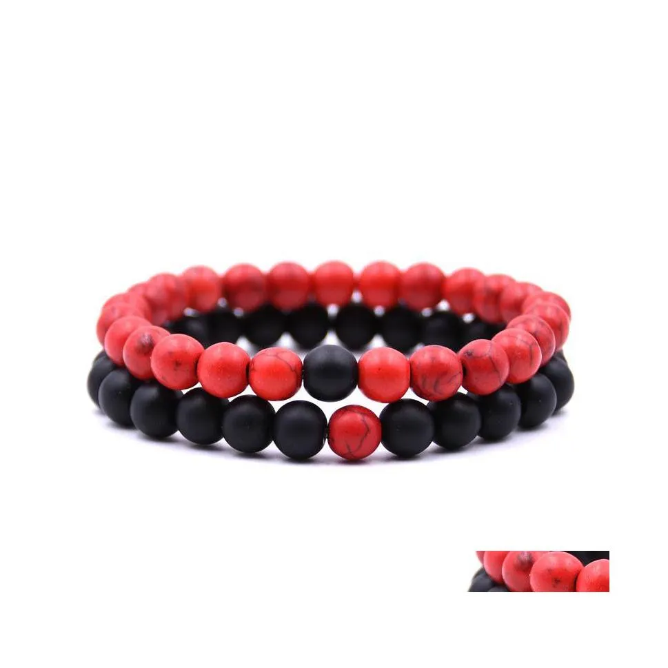 Bedelarmbanden afstand voor geliefden 2 stks/set yin yang stenen kralen vriend paar armband dh drop levering sieraden dh1pi