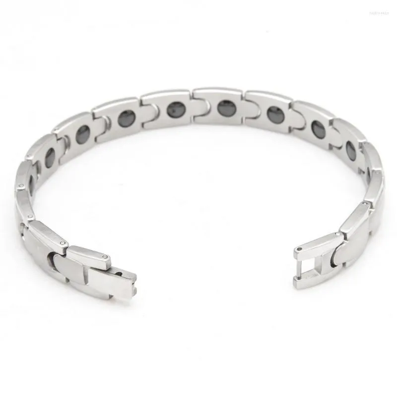 LINK BRACELETS Feminino de jóias góticas femininas Aço inoxidável Silvery Polished Oval Terapia Mercas decorados de comprimento: