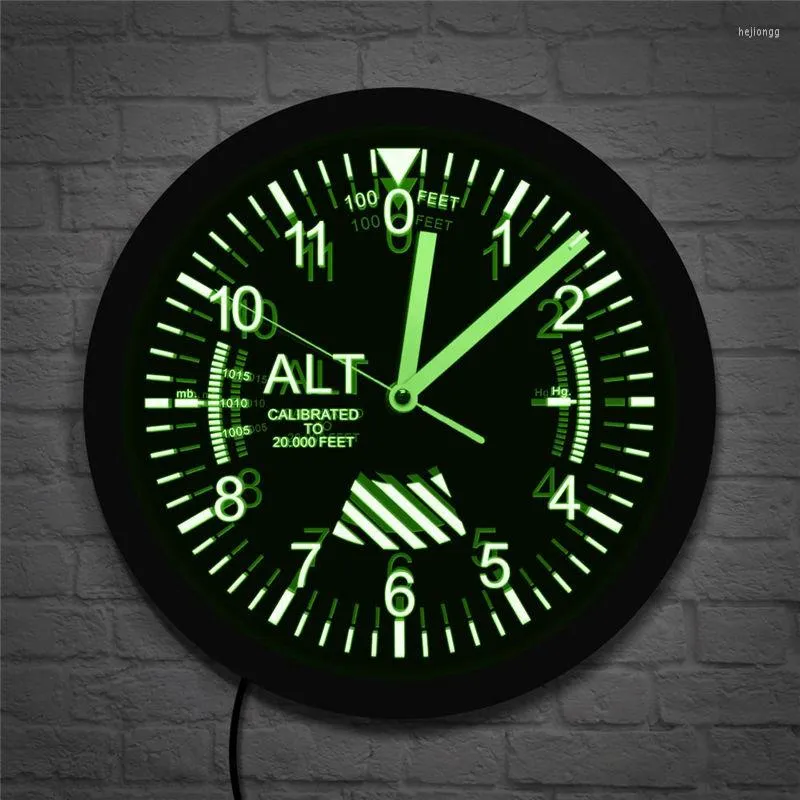 Wall Clocks FUN Design Clock Hanging Watch Airplane Altimeter For Stores Shops Gallery Boy's Room Non Ticking