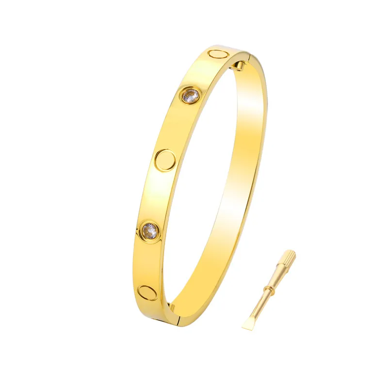 Armband för män 14K guldarmband för kvinnor 6MM brett med diamantskruvmejsel Lover Armband Desginer Smycken Modejubileum