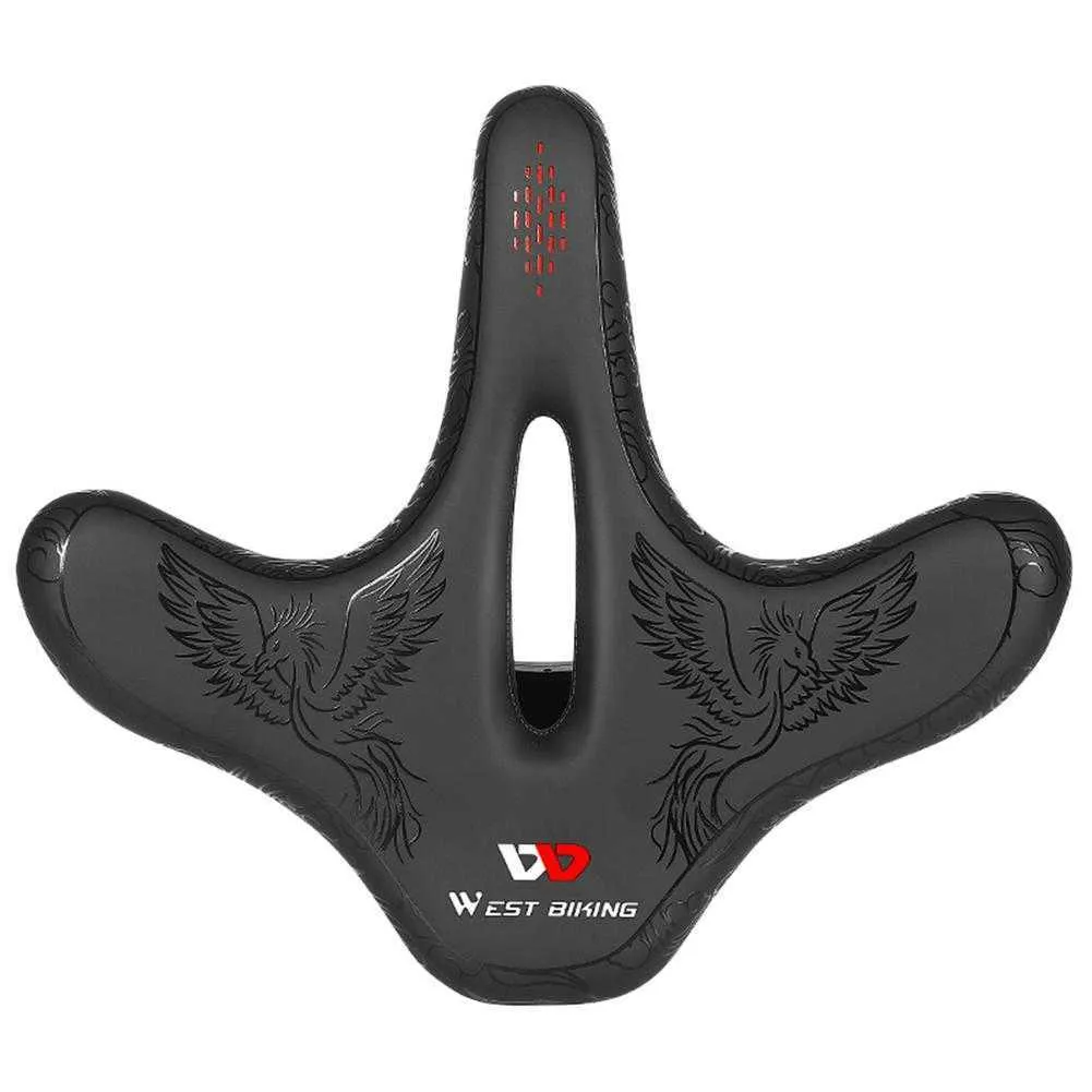 Saddles Comfort Couather Pad à prova de choque largo Big Ass Hollow Bicycle Seld Saddle Mtb Road Bike Planete Allinned Cushion 0130