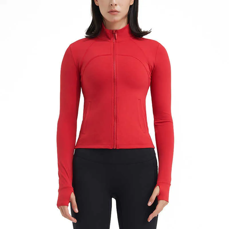 LU-51 куртка для йоги бег фитнес пальто на молнии спортивная одежда женская мода с длинным рукавом быстросохнущий спортивный топ свитер