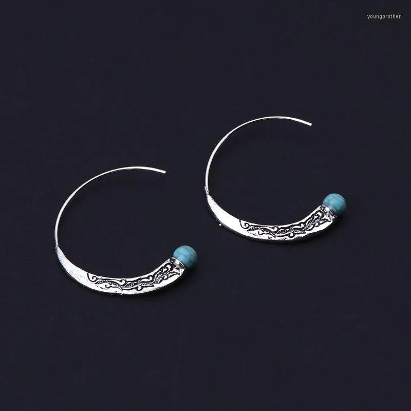 Boucles d'oreilles créoles 634D, cerceaux Boho Vintage tibétain gitane Bollywood ethnique pour femmes