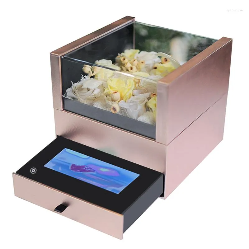 Presentomslag transparent låda typ födelsedag bröllop lcd blommor lådor skärm video låda reklam display med