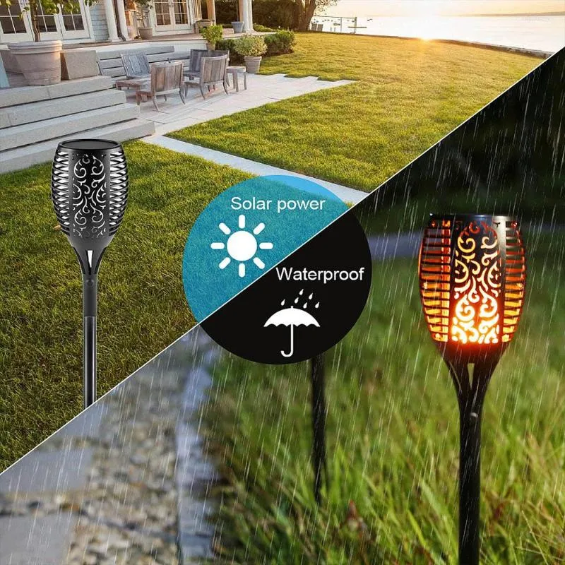 33/51/72/96 LED Solar Flame Lamp Outdoor Torch Lights Waterproof Landscape Lawn Dancing Flicker For Garden Decor