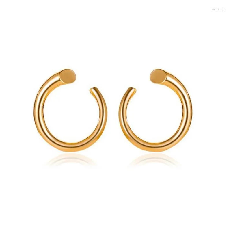 Boucles d'oreilles créoles géométriques en forme de C cercle pour femmes or argent couleur métal oreille anneau déclaration fête bijoux accessoires