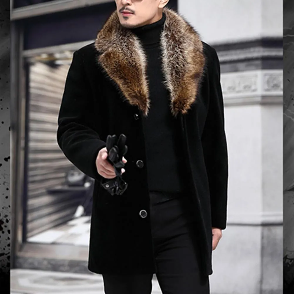 Fur Trench Coat Thick Coat Winter Coat Men's Wool Thick Jacket