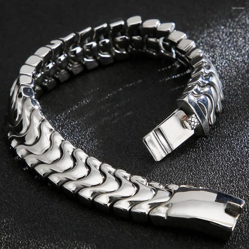 Link Bracelets Cool 16MM Wide Keel Chain Men's Bangles High Polished 316L Stainless Steel Bracelet Man 8.46" Mens On Hand Jewellery