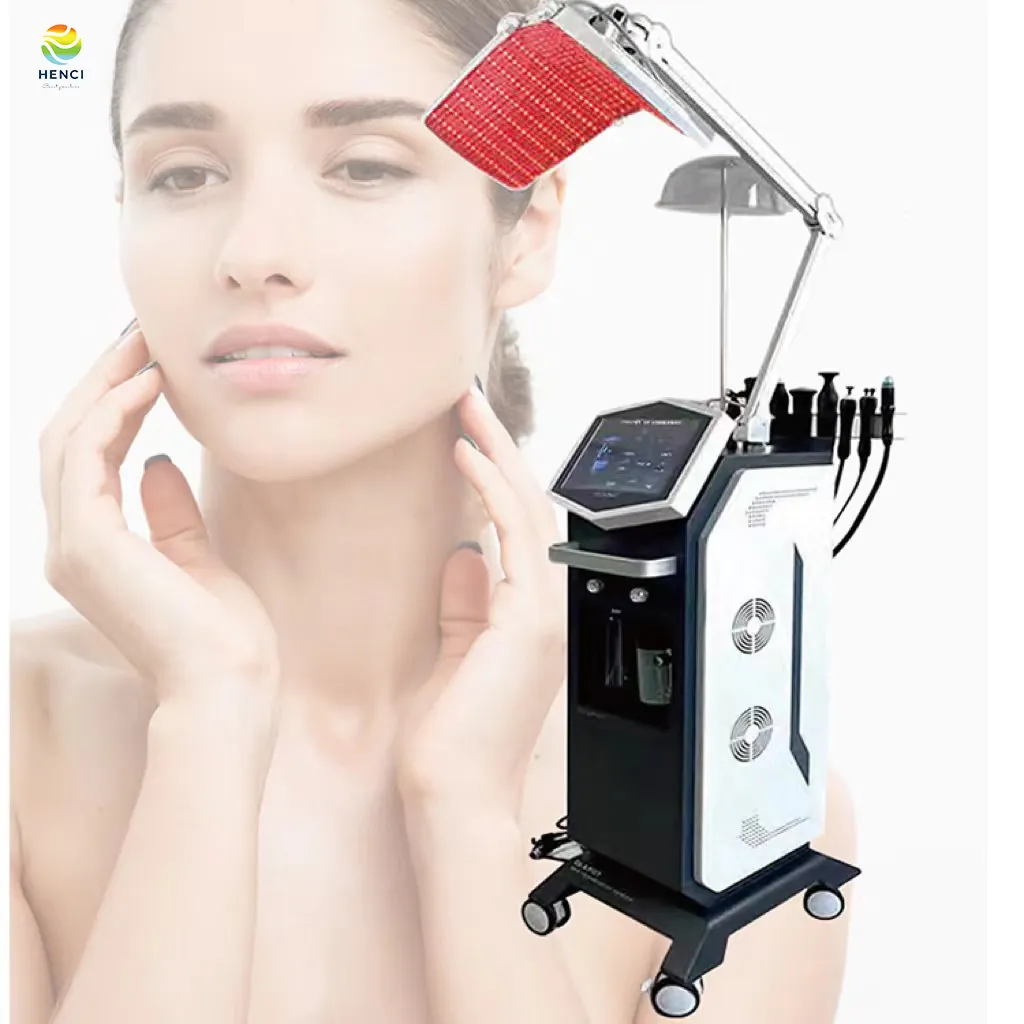 Microdermoabrasione Ringiovanimento della pelle PDT LED Macchina per terapia della luce Macchina per peeling a getto di ossigeno d'acqua per detergente viso Lifting facciale