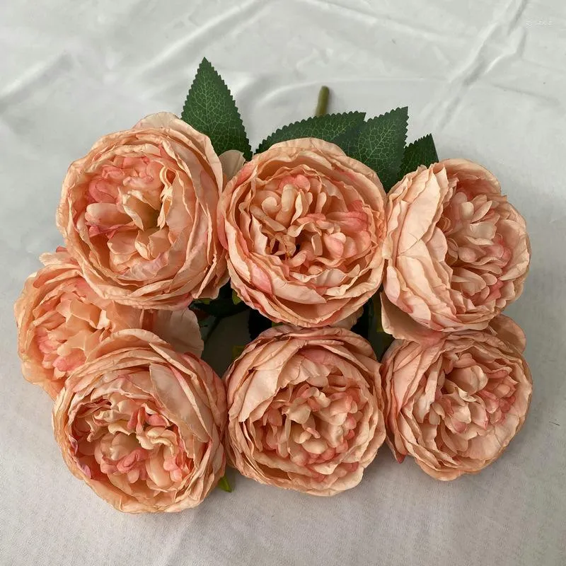 Dekorativa blommor Silkimitation Bouquet Raffi Roses Valentine's Day Gift Party Decor Artificial Rose Charred False Flower Home Wedding