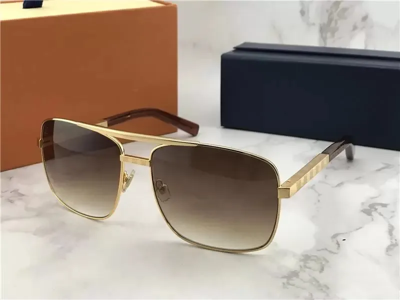 Luxury Attitude Sunglasses For Men Fashion Z0256U design UV Protection Lens Square Full Frame Gold Color Plated Frame Come With Package 61mm