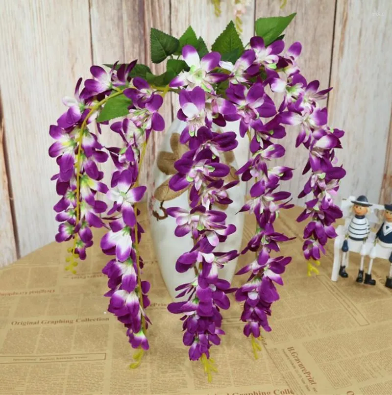 Dekorativa blommor 5st Artificial Freesia Flower Hanging Garland Ivy String For Plant Wall Bakgrund Bröllop Hem Al Office Bar