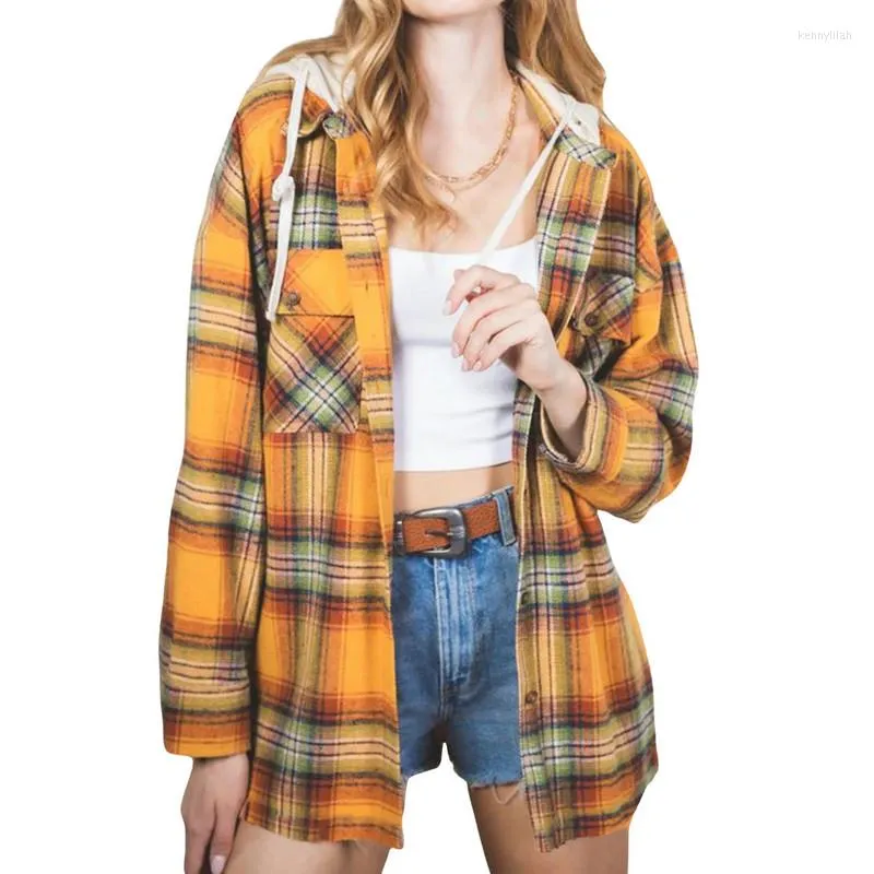 Women's Jackets Women T-shirts Autumn Winter 2023 Top Clothing Y2k Vintage Fairy Grunge Office Ladies Plaid Long Sleeve Streetwear