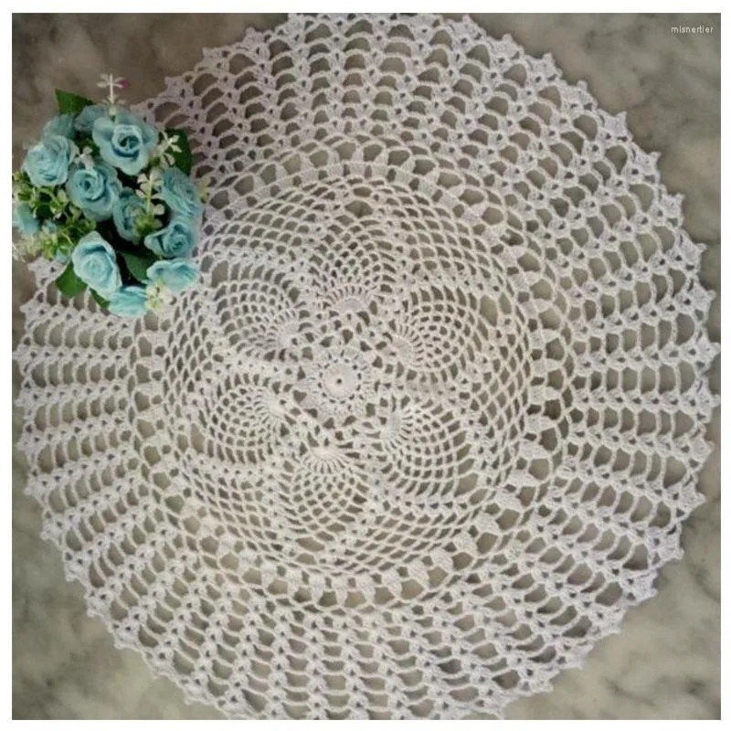 Tapis de Table rond en dentelle fait à la main, en coton, pour Pot, en tissu, Crochet, napperon de mariage, tasse, thé, café, napperon de cuisine