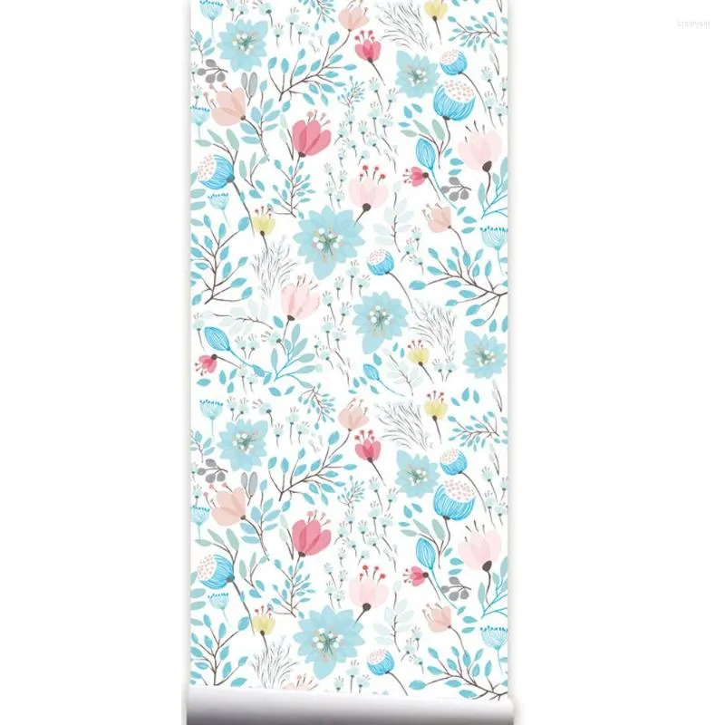 Tapety niebieska kwiatowa tapeta nowoczesna skórka i kij samoprzylepny wodoodporny papierowy papier kontaktowy