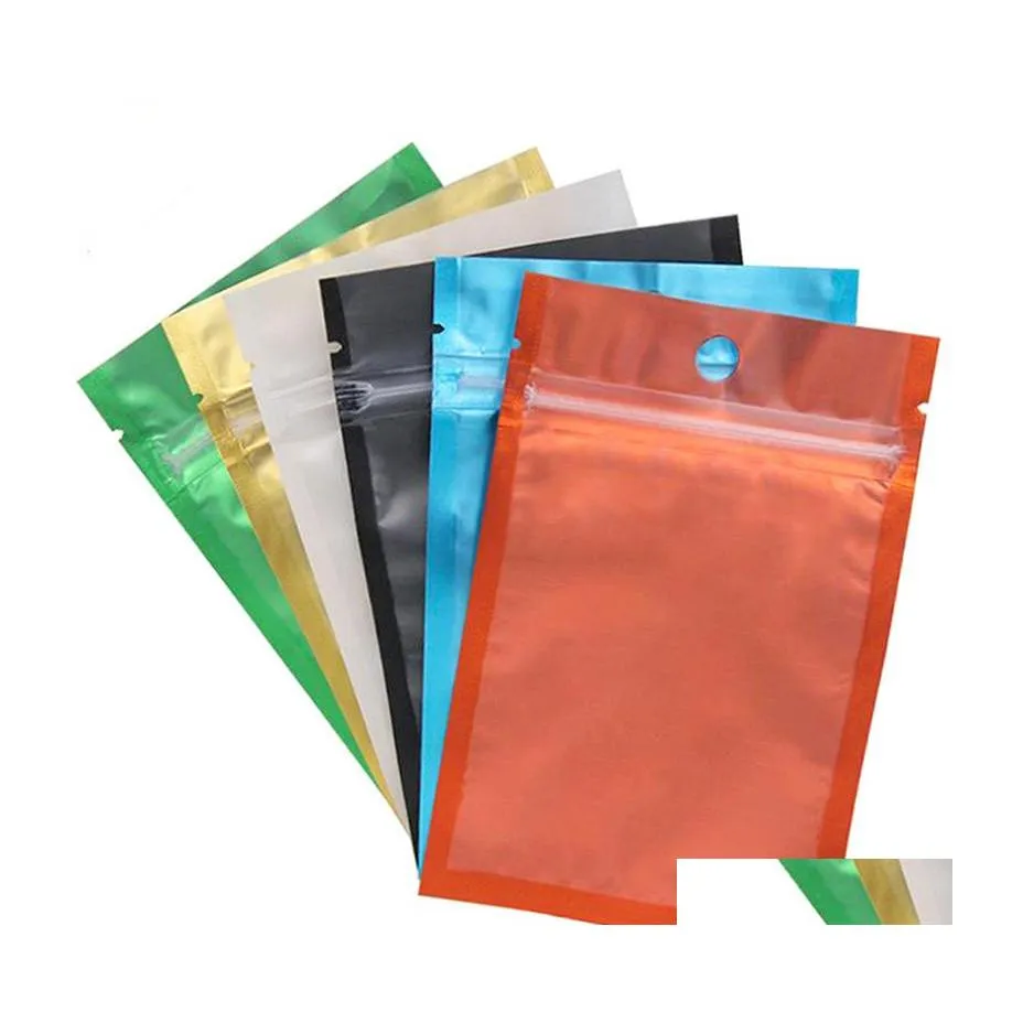 Sacs d'emballage Sac de papier d'aluminium coloré Zip refermable sur un côté Dos transparent Pochettes anti-odeurs en plastique Drop Delivery Office School Bu Dhm4U