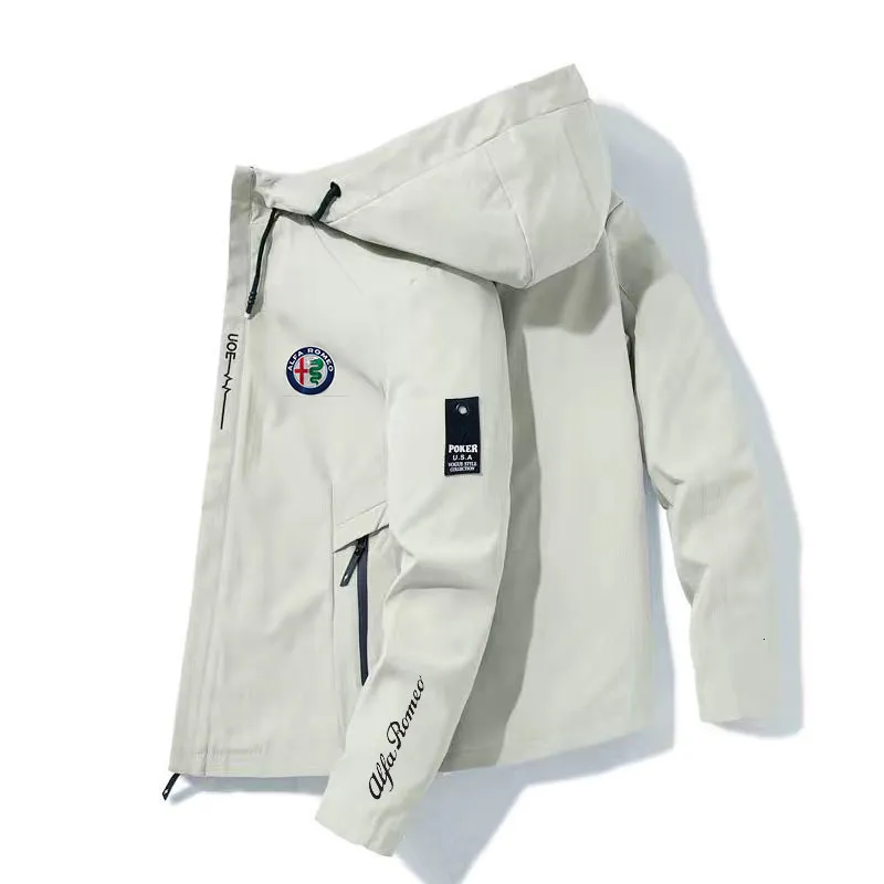 Jackets masculinos Alfa Romeo Rounos Europeu Captura de camping ao ar livre Campo de caminhada de capuz respirável Aventura de casaco de trincheira 230130