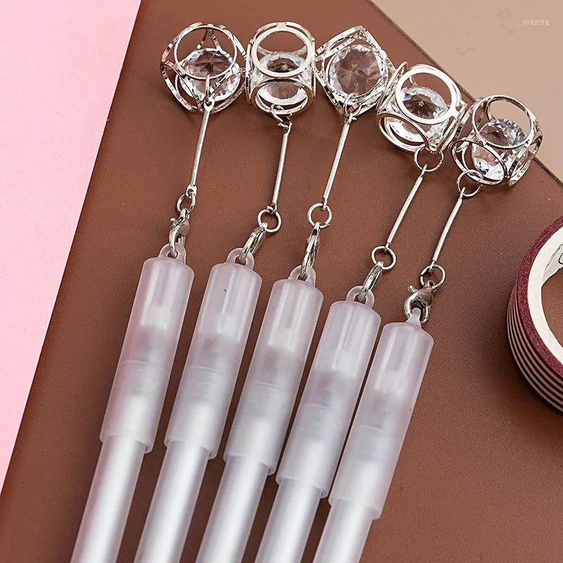 Piezas Lytwtw's Stationery Hollow Metal Diamond Pendant Gel Pen School Officel Supplies Cute Kawaii Sweet Pens