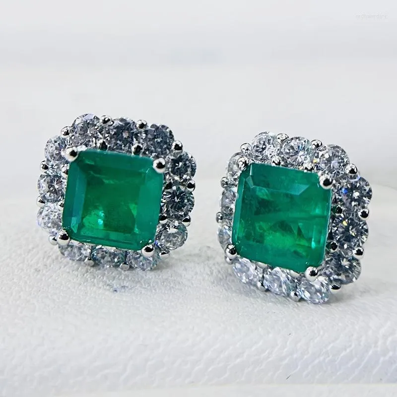 Studörhängen Diwenfu Böhmen 925 Silver Sterling Emerald for Women CN (Origin) Aretes de Mujer Jewelry Orecchini