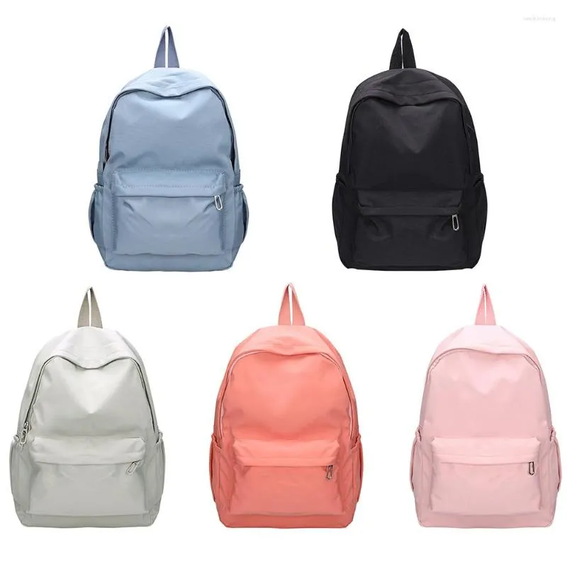 Bolsas de armazenamento Moda feminina cor de cor sólida Nylon Backpack School Escola de bolsas de grande capacidade Rucksack para adolescentes meninas#20