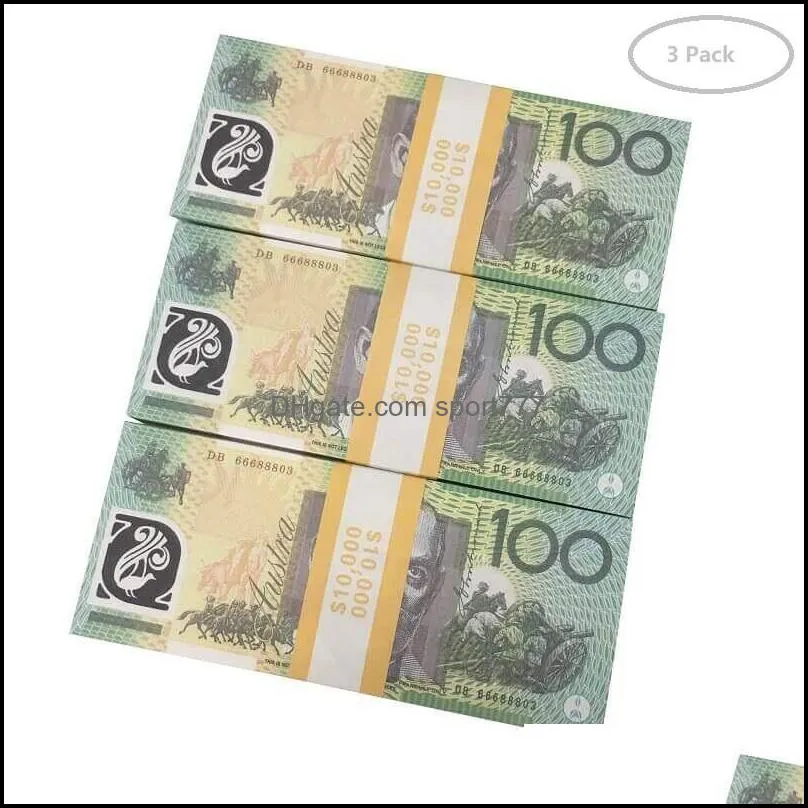 Novità Giochi 50 Dimensioni Prop Gioco Dollaro australiano 5/10/20/50/100 Aud Banconote Copia cartacea Denaro falso Oggetti di scena di film Consegna di goccia Giocattoli Dh2N5XXTK