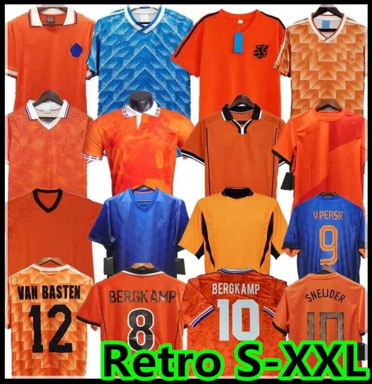 1988 Holland Pays-Bas Retro Football Shirt Soccer Jersey Men Kids Kit Gullit 10 Van Basten 12 Vintage Tops Tee Souche à manches Summer 10009 Retro Pays-Bas Shirts