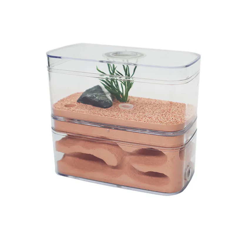 Fournitures pour petits animaux Ferme de fourmis en plâtre avec atelier Nid hautement hydratant Pet hil Castle House Zone d'alimentation Boîte à insectes 12 * 6 * 10 cm 230130