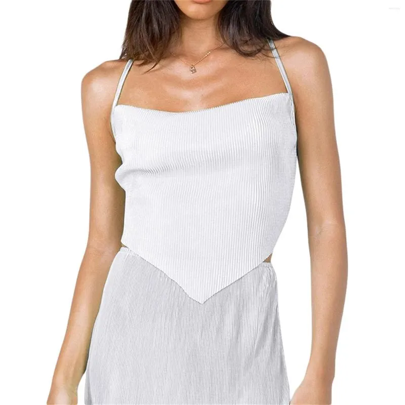 Kvinntankar kayotuas kvinnor sommar backless snörning bandage smal fit casual sexiga damer pullover camisole väst skördetoppar